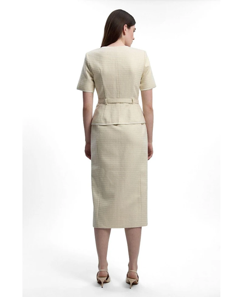 Karen Millen Women's Tweed Bow Midi Dress