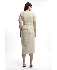 Karen Millen Women's Tweed Bow Midi Dress