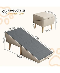 Streamdale Furniture Foldable 2-in-1 Wooden Pet Stairs for Small Dogs and Cats