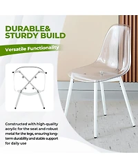 Streamdale Furniture Modern Transparent Acrylic Dining Chair with Sturdy Metal Legs