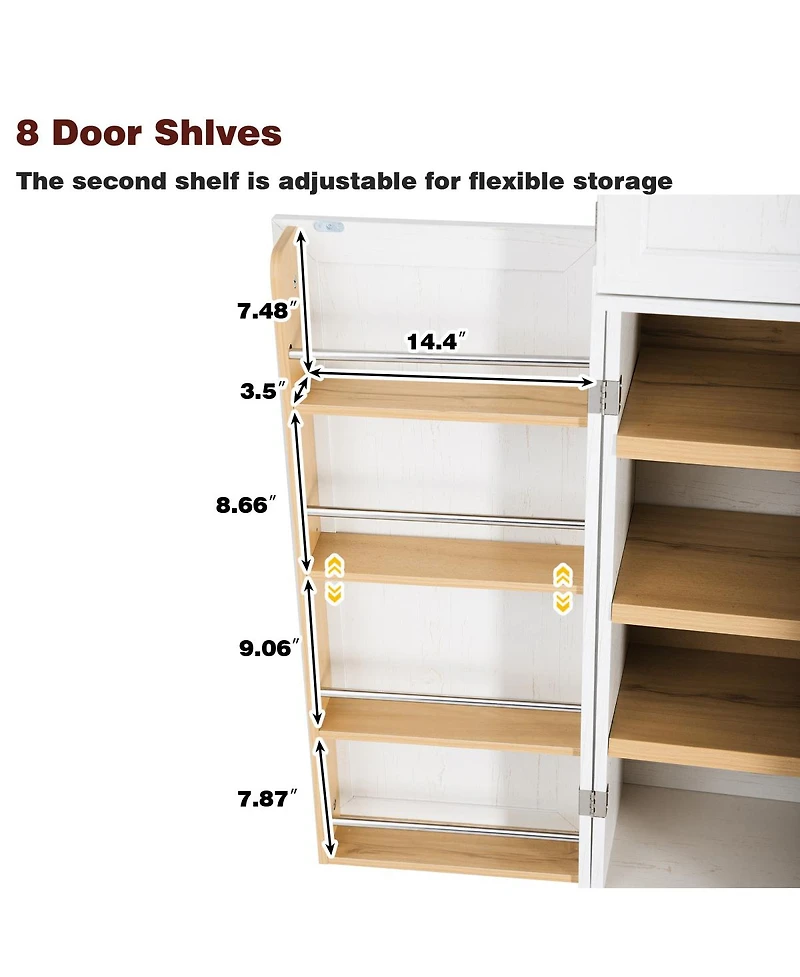 Streamdale Furniture 78.2'' Farmhouse Kitchen Pantry Cabinet with 8 Door Shelves and 3 Drawers