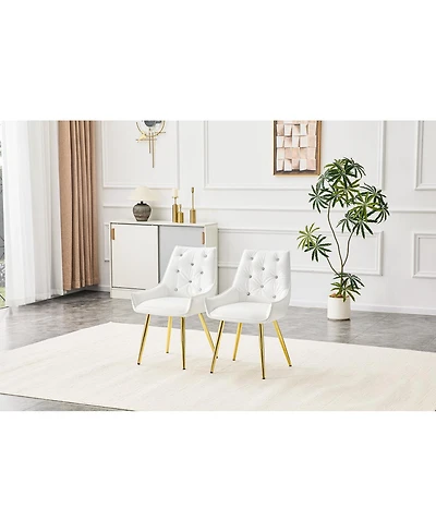 Streamdale Furniture Crocodile Pattern Pu Leather Accent Chairs with Golden Legs (Set of 2)