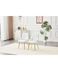 Streamdale Furniture Crocodile Pattern Pu Leather Accent Chairs with Golden Legs (Set of 2)