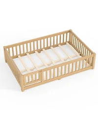 Streamdale Furniture Full Size Bed Floor Bed with Safety Guardrails and Door for Kids