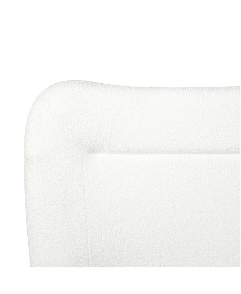 Streamdale Furniture Minimalist curved headboard teddy bear plush bed King Cream
