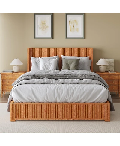 Streamdale Furniture Solid Wood Queen Platform Bed Frame with Headboard Easy Assembly