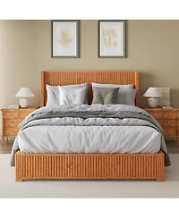 Streamdale Furniture Solid Wood Queen Platform Bed Frame with Headboard Easy Assembly