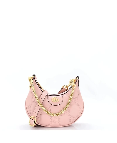 Pre-Owned Gucci Mini Half Moon Hobo Gg Matelasse Leather