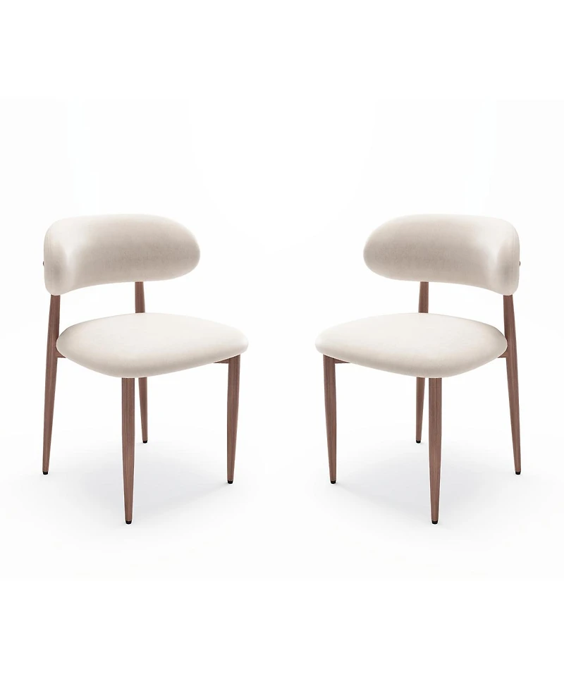 Streamdale Furniture Set of 2 Modern Farmhouse Fabric Upholstered Dining Chairs with Metal Legs