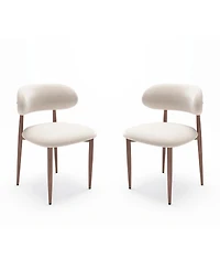 Streamdale Furniture Set of 2 Modern Farmhouse Fabric Upholstered Dining Chairs with Metal Legs