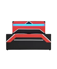Streamdale Furniture Queen Size Led Gaming Bed with Hydraulic Storage