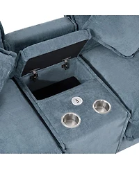 Streamdale Furniture 111'' Chenille Sectional Sofa with Storage Ottomans and Usb Ports