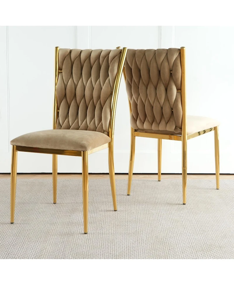 Streamdale Furniture Modern Velvet Dining Chairs with Gold Legs (Set of 2