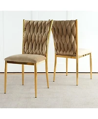 Streamdale Furniture Modern Velvet Dining Chairs with Gold Legs (Set of 2
