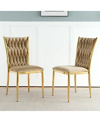 Streamdale Furniture Modern Velvet Dining Chairs with Gold Legs (Set of 2