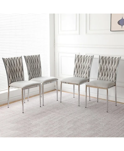 Streamdale Furniture Modern Velvet Dining Chairs with Metal Legs (Set of 4