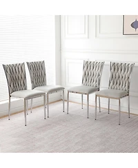 Streamdale Furniture Modern Velvet Dining Chairs with Metal Legs (Set of 4