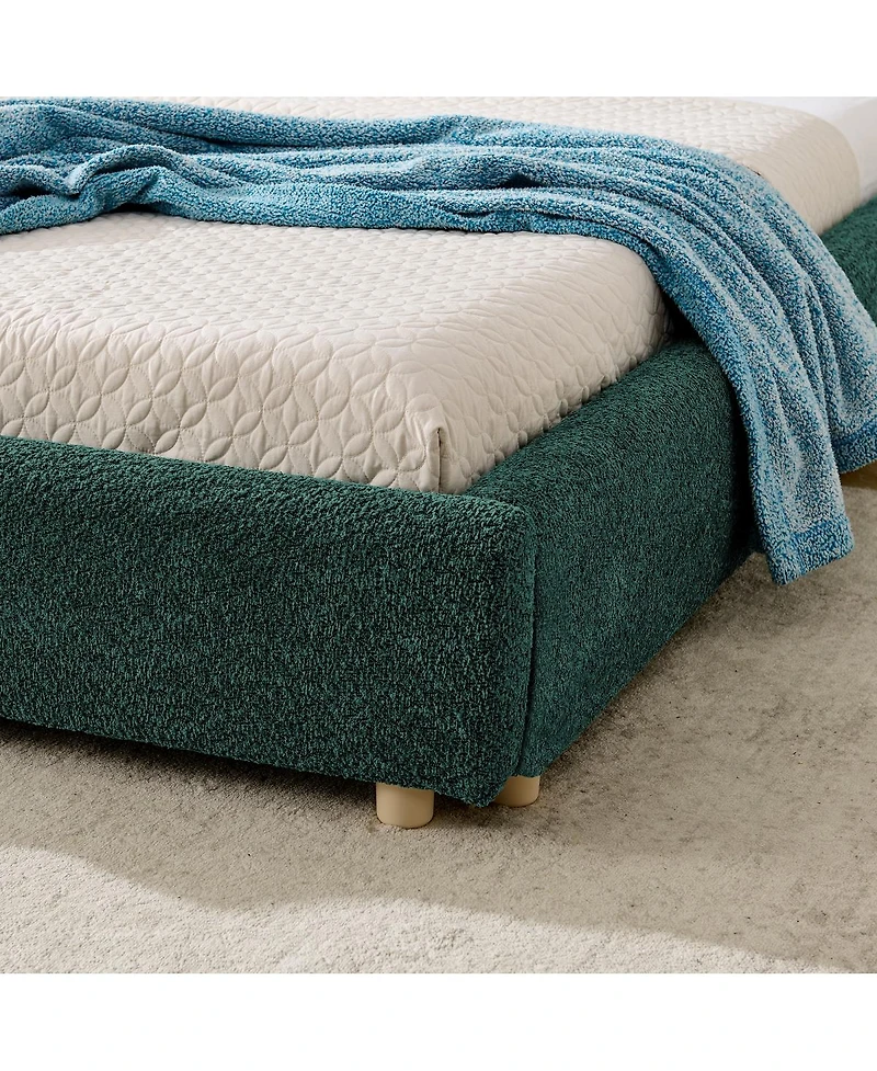 Streamdale Furniture King Size Upholstered Bed Frame Modern Minimalist with Tall Curved Headboard