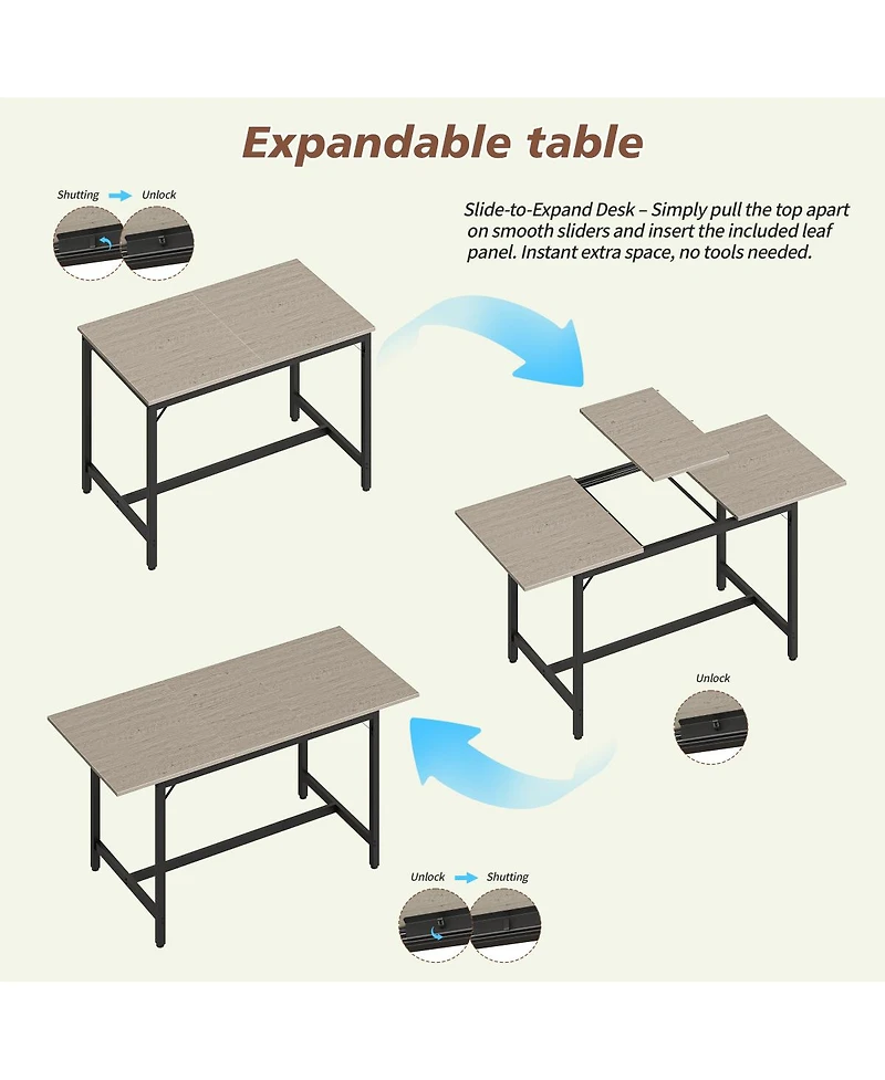 Streamdale Furniture Expandable Dining Table Set for 4-8 with 2 Benches and 2 Stools