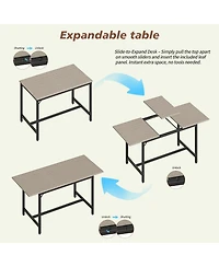 Streamdale Furniture Expandable Dining Table Set for 4-8 with 2 Benches and 2 Stools