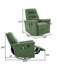 Streamdale Furniture 8-Point Massage Manual Rocking and Swivel Recliner Chair