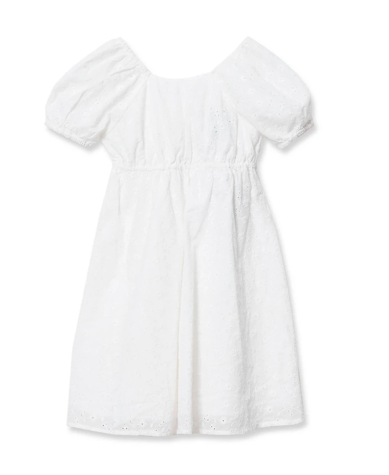 Lands' End Girl's Short Sleeve Eyelet Bow Dress