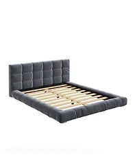 Streamdale Furniture Size Channel Tufted Velvet Platform Bed Frame