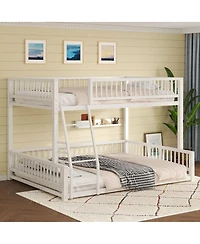 Streamdale Furniture Full Xl over Queen Floor Bunk Bed with Ladder and Guardrails