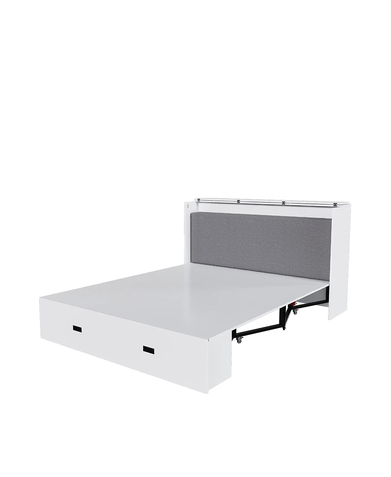 Streamdale Furniture 57 Murphy Bed with Storage Charging Station and Swivel Wheels