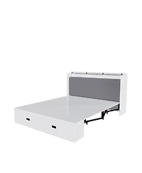 Streamdale Furniture 57 Murphy Bed with Storage Charging Station and Swivel Wheels