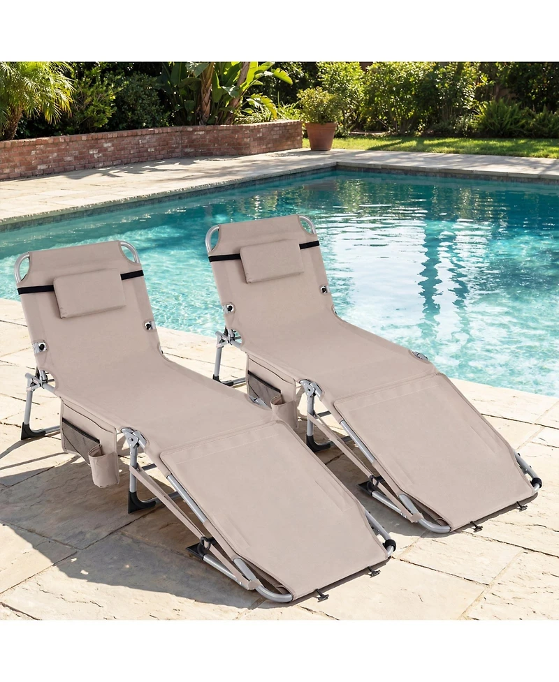 Sugift Portable Sunbathing Chair with Face Hole and 4-Position Backrest