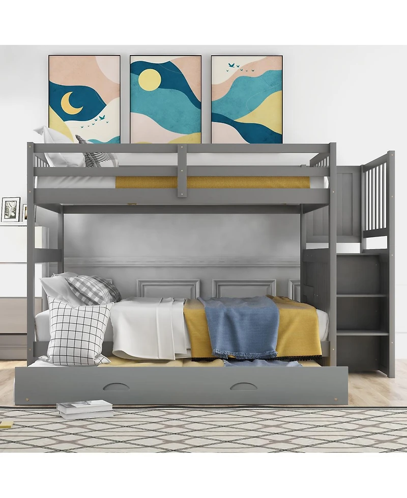 Streamdale Furniture Full over Full Bunk Bed with Twin Size Trundle
