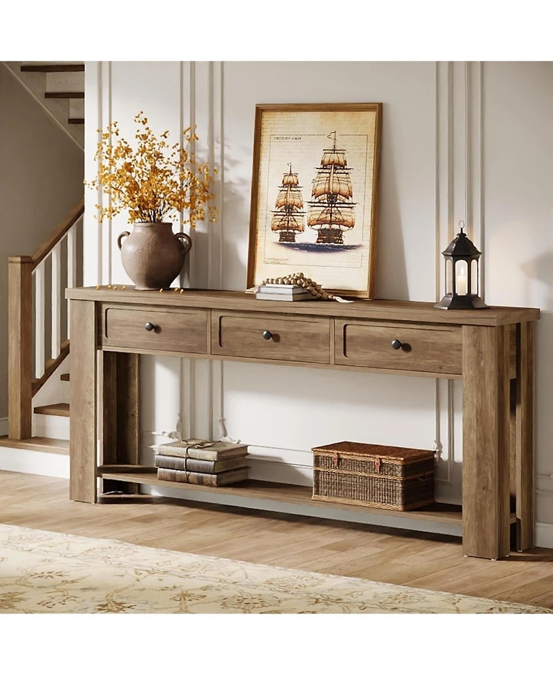 Tribesigns 70.9'' Long Console Table with 3 Drawers, Farmhouse Entryway Table with Storage, Rectangular Narrow Sofa Table Behind the Couch