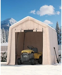 gaomon 7x10 feet Outdoor Portable Storage Shed with 2 Roll-Up Doors and Vents, 240G Heavy-Duty Shelter Waterproof Pe Tarp