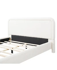 Streamdale Furniture Queen Size Upholstered Boucle Platform Bed with Curved Headboard
