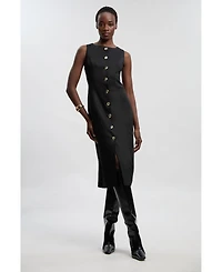 Karen Millen Women's Linen Pencil Midi Dress