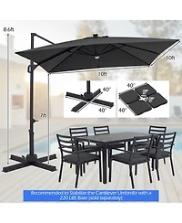 Gouun 10 Feet Cantilever Patio Umbrella with 32 Solar Led Lights for Pool