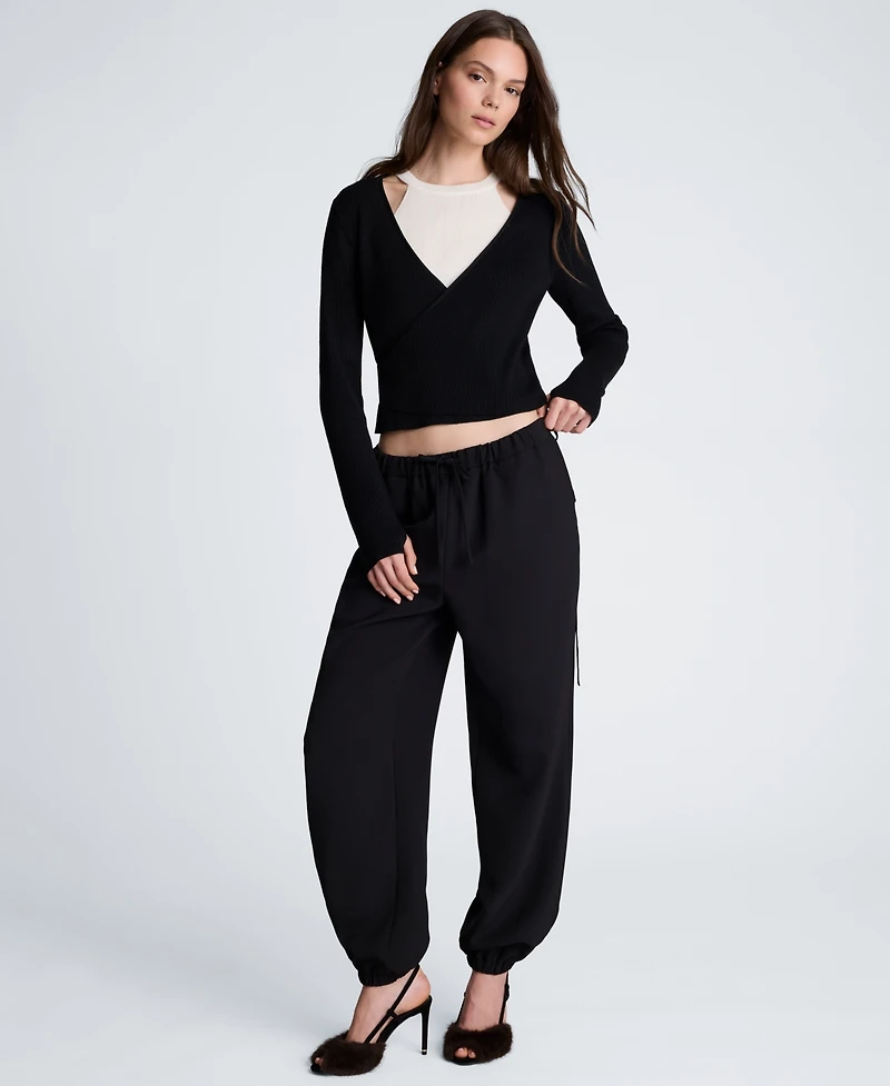 Kenneth Cole Women's Vision Twill Drawstring Jogger Pants