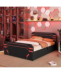 Streamdale Furniture Cyberpunk Hydraulic Storage Gaming Bed with Padded Headboard