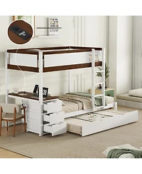 Streamdale Furniture Bunk Bed with Twin size Trundle Storage and Desk
