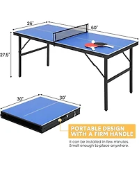 gaomon Table Tennis Game Set, Portable Ping Pong Table with Demountable Nylon Net, 2 Paddles and 3 Balls, Table Tennis Game for Outdoor Indoor