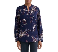 Jones New York Women's Split V-Neck Printed Popover Top