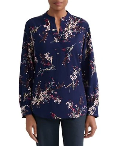 Jones New York Womens Split V Neck Printed Popover Top