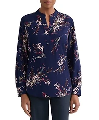 Jones New York Womens Split V Neck Printed Popover Top