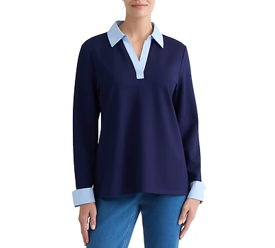 Jones New York Women's V-Neck Twofer Top