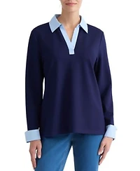 Jones New York Womens V Neck Twofer Top