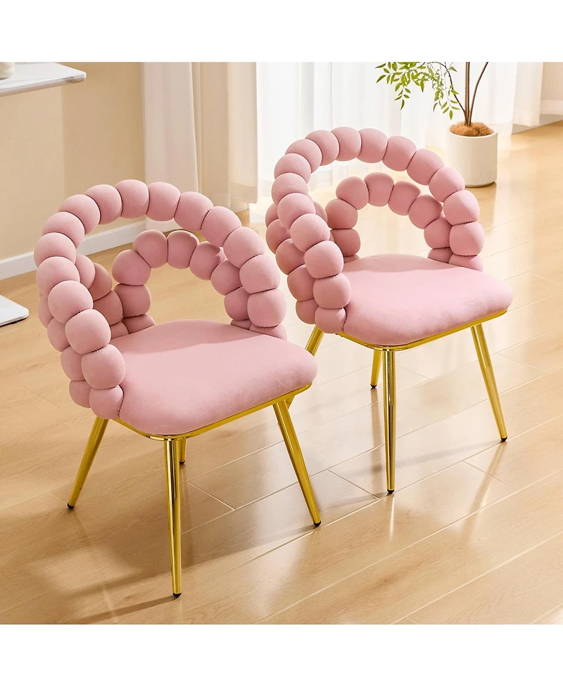 Streamdale Furniture Modern Velvet Bubble Back Dining Chairs with Legs (Set of 2
