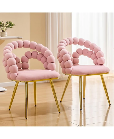 Streamdale Furniture Modern Velvet Bubble Back Dining Chairs with Legs (Set of 2