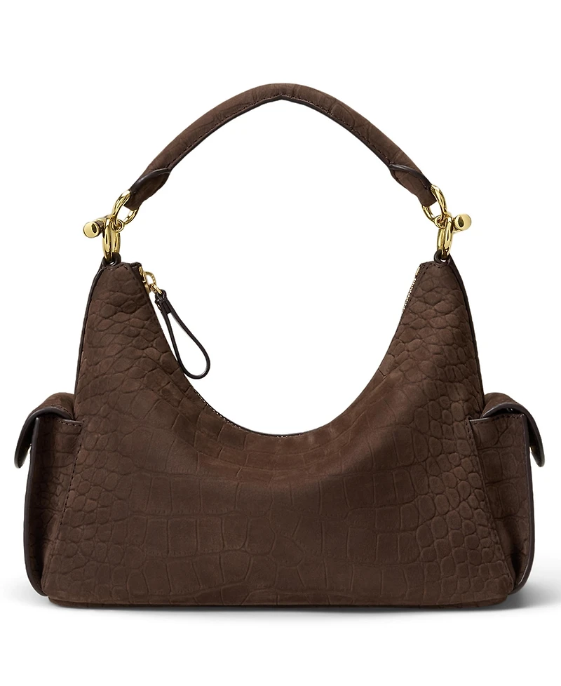 Lauren Ralph Lauren Blaike Croc-Embossed Small Shoulder Handbag