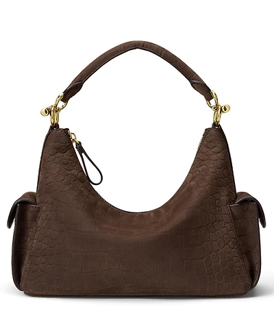 Lauren Ralph Lauren Blaike Croc-Embossed Small Shoulder Handbag